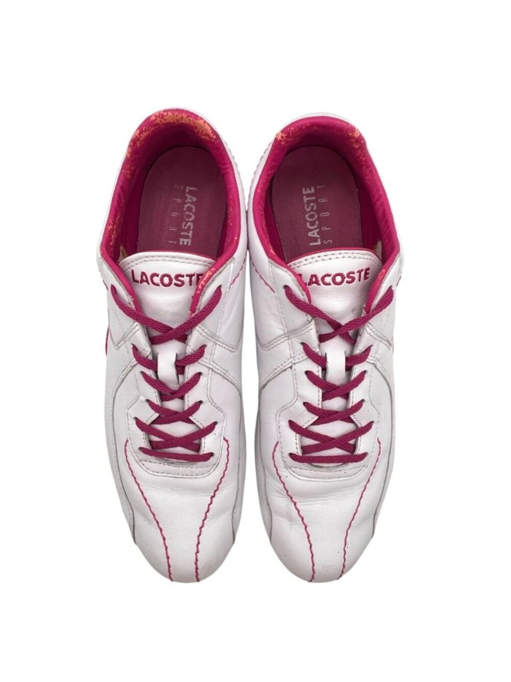 Vintage Lacoste Sport Zanta 53Z Womens Tennis Shoes Size 11 White Pink Leather - Picture 2 of 16